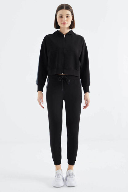 Women's Black Zip-Up Tracksuit Set - SevendayShopping
