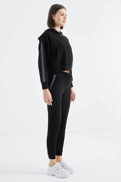 Women's Black Zip-Up Tracksuit Set - SevendayShopping