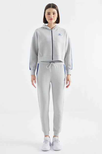 Women's Light Grey Zip-Up Tracksuit Set - SevendayShopping