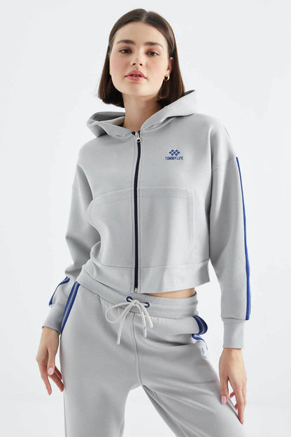Women's Light Grey Zip-Up Tracksuit Set - SevendayShopping