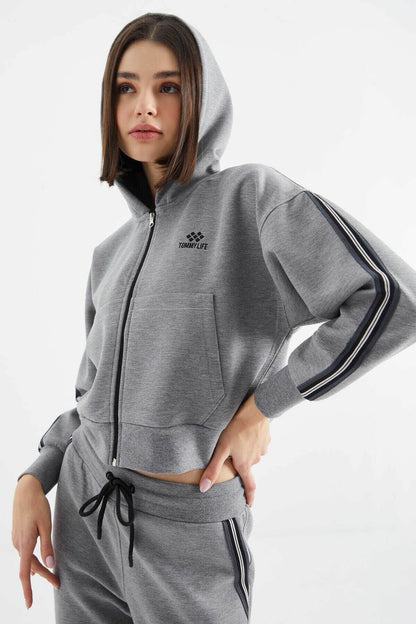 Women's Grey Zip-Up Tracksuit Set - SevendayShopping