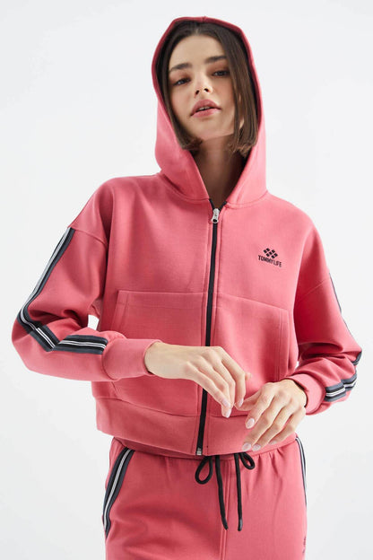 Women's Pink Zip-Up Tracksuit Set - SevendayShopping