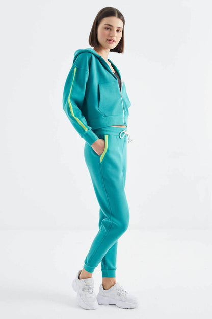 Women's Green Zip-Up Tracksuit Set - SevendayShopping