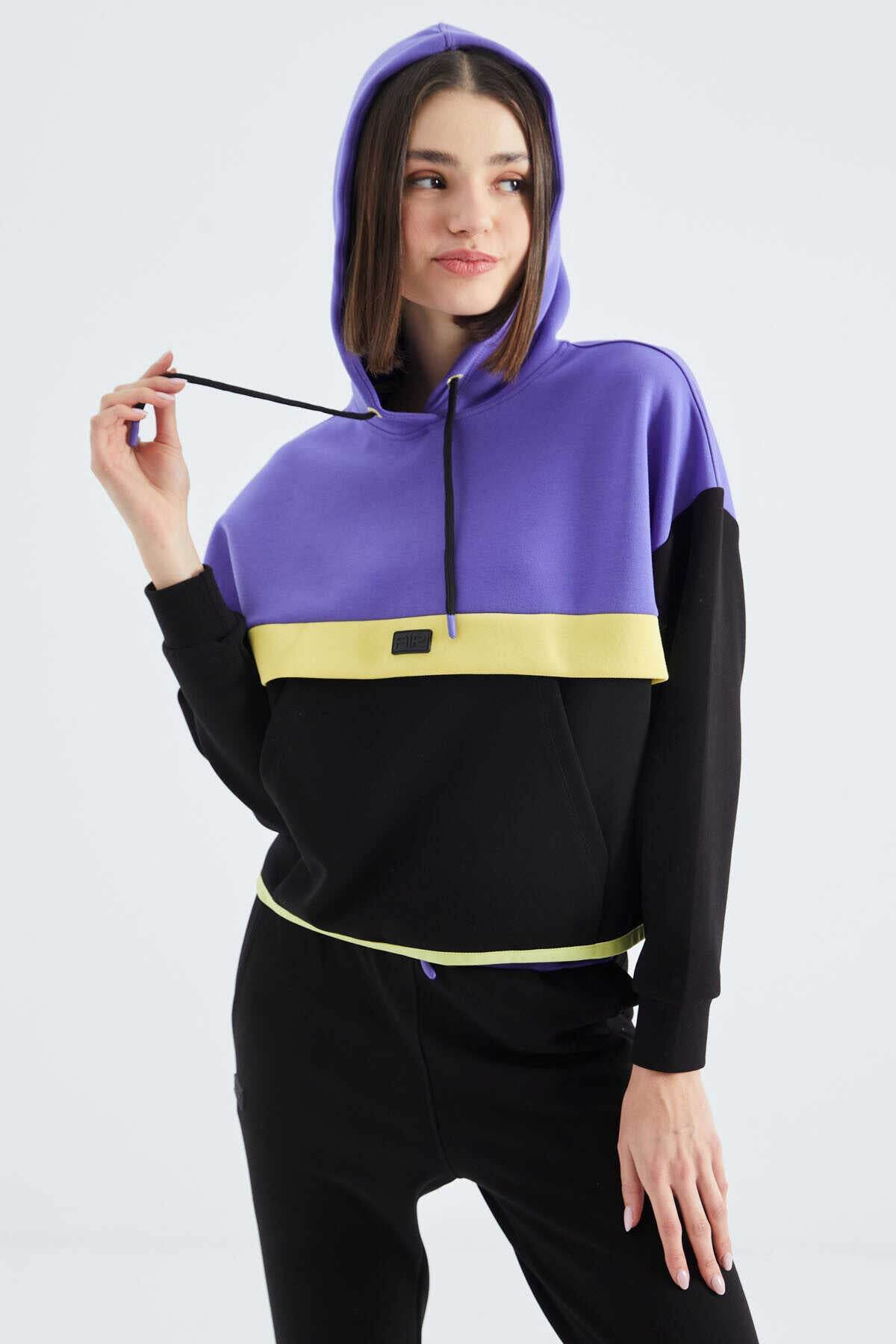 Women's Colour-Block Hooded Tracksuit Set - SevendayShopping