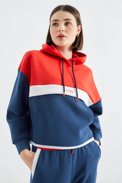 Women's Colour-Block Hooded Tracksuit Set - SevendayShopping