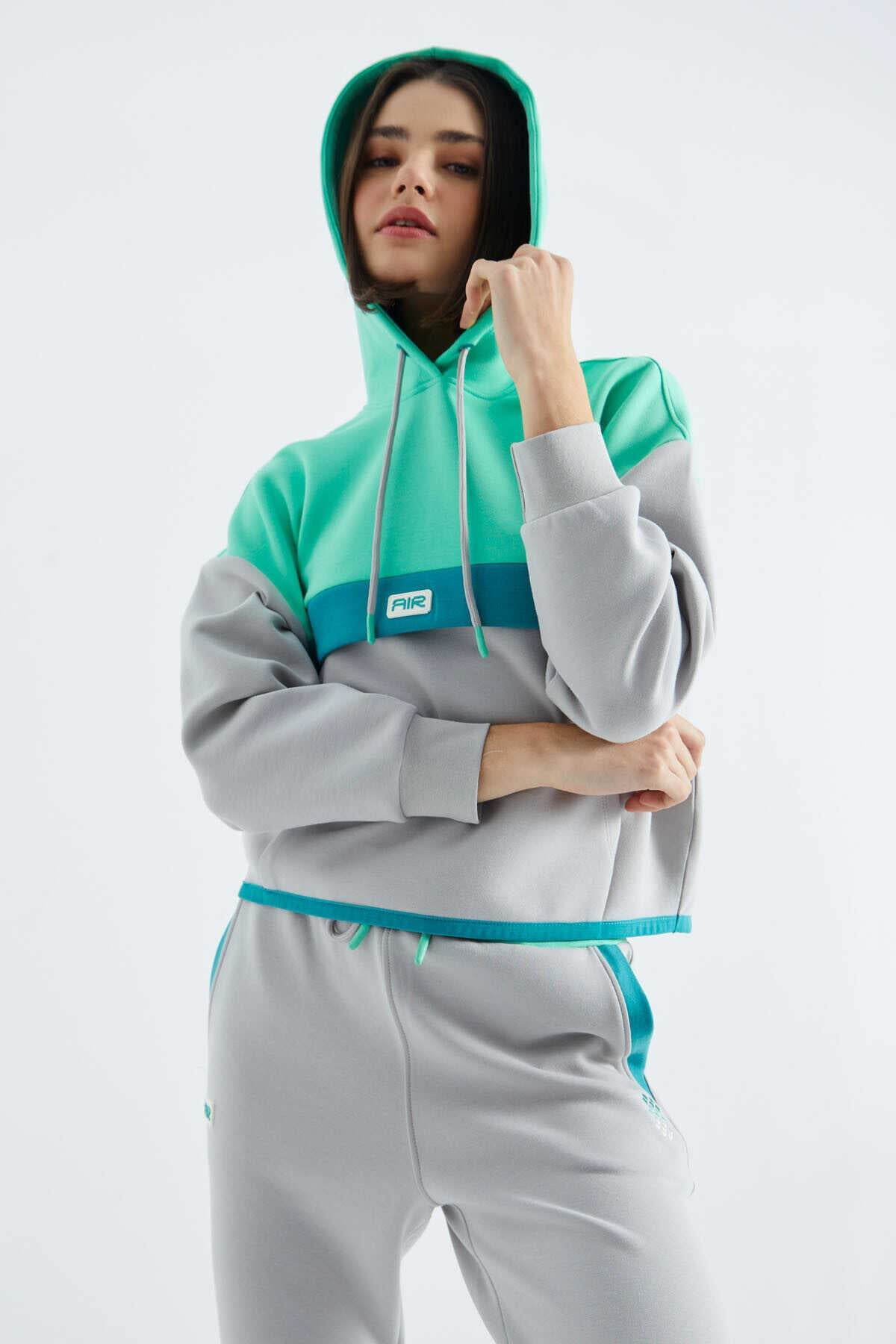 Women's Colour-Block Hooded Tracksuit Set - SevendayShopping