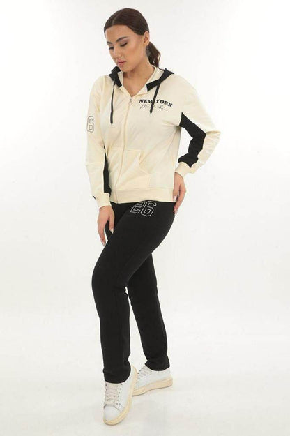 Women's Cream/Black Tracksuit Set - SevendayShopping