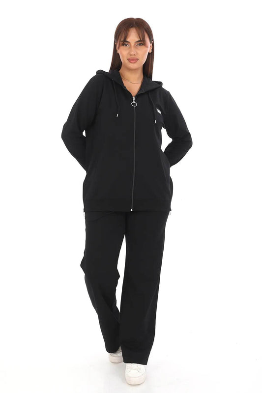 Women's Black Hooded 2-Piece Tracksuit Set - SevendayShopping