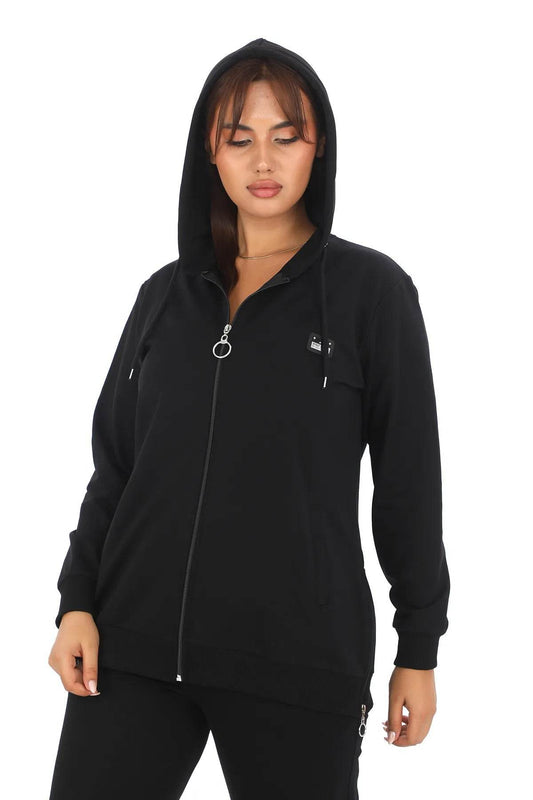 Women's Black Hooded 2-Piece Tracksuit Set - SevendayShopping